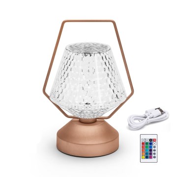Aigostar - LED RGB Himmennettävä ja ladattava pöytälamppu LED/1W/5V 1800mAh 20 cm + kauko-ohjaus
