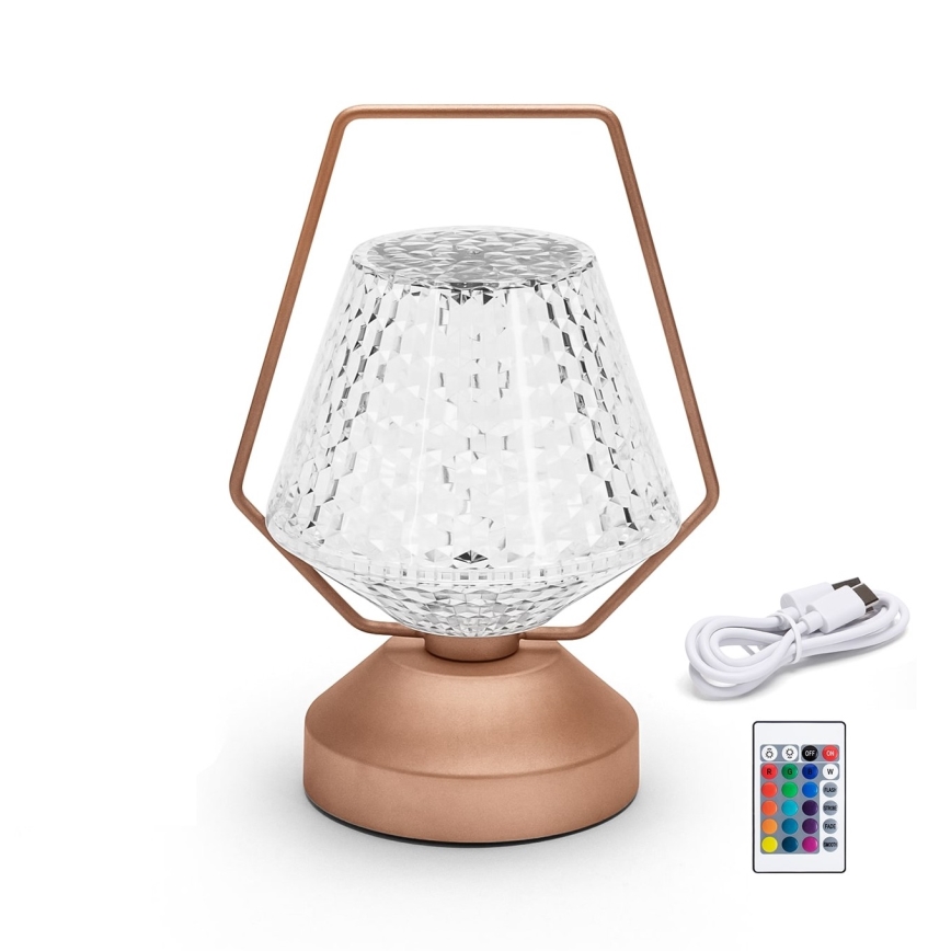 Aigostar - LED RGB Himmennettävä ja ladattava pöytälamppu LED/1W/5V 1800mAh 20 cm + kauko-ohjaus