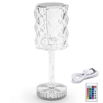 Aigostar - LED RGB Himmennettävä ja ladattava pöytälamppu LED/1W/5V 1800mAh 26 cm + kauko-ohjaus