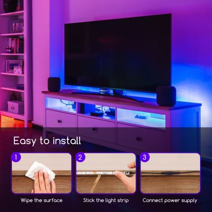 Aigostar - LED RGB Himmennettävä nauha 3m LED/24W/12/230V IP65 + kaukosäädin