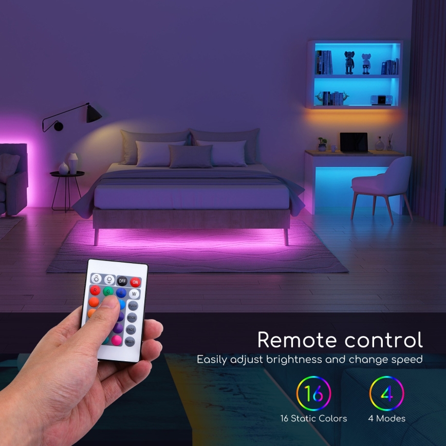 Aigostar - LED RGB Himmennettävä nauha 3m LED/24W/12/230V IP65 + kaukosäädin