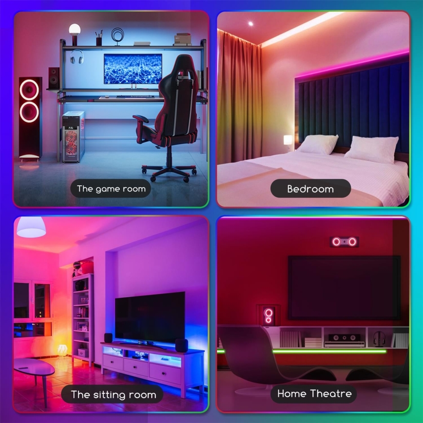 Aigostar - LED RGB Himmennettävä nauha 5m LED/24W/12/230V IP65 + kaukosäädin