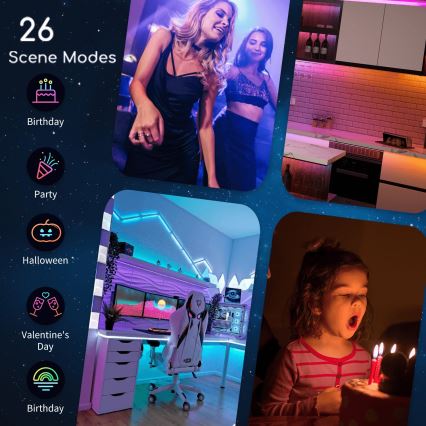 Aigostar - LED RGB himmennettävä nauha 6,5m LED/16,5W/12/230V 3000K Wi-Fi