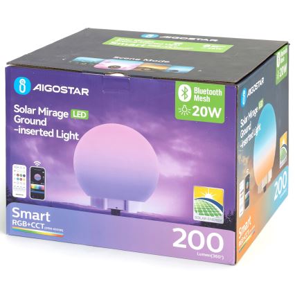 Aigostar - LED RGB himmennettävä ulkovalaisin MESH LED/20W/3,7V 4000mAh 2700-6500K IP65 halkaisija 15 cm