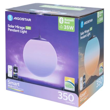 Aigostar - LED RGB Himmennettävä aurinkokennolla toimiva kattokruunu MESH LED/5W/3,7V 8000 mAh 2700K-6500K IP65 halkaisija 30 cm