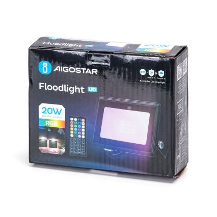 Aigostar - LED-RGB-valonheitin LED/20W/230V IP65 + kauko-ohjaus