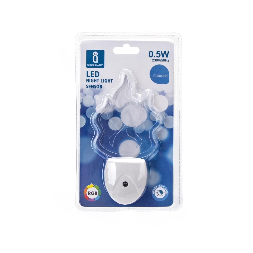 Aigostar - LED RGB yövalo anturilla LED/0,5W/230V liekki
