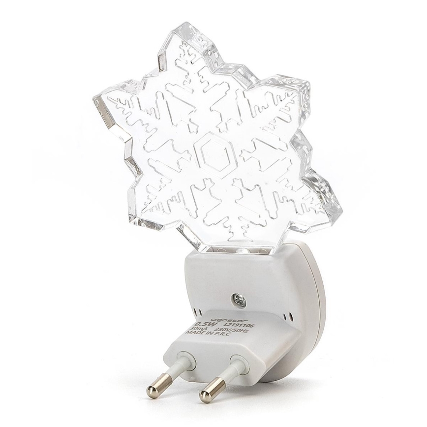 Aigostar - LED RGB Yövalo hämärätunnistimella LED/0,5W/230V lumihiutale