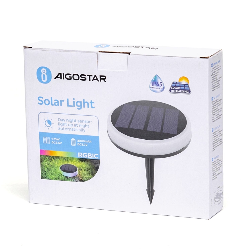 Aigostar - LED RGBIC Aurinkovalo LED/0,6W/3,7V IP65