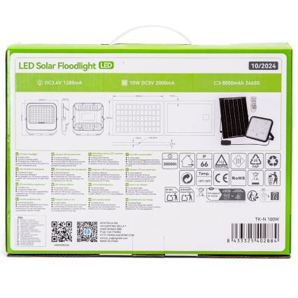 Aigostar - LED RGBW Himmennettävä aurinkokenno valonheitin LED/100W/3,4V IP66 + kauko-ohjaus