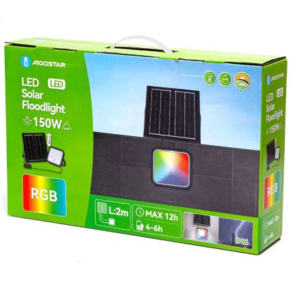 Aigostar - LED RGBW Himmennettävä aurinkokenno valonheitin LED/150W/3,4V IP66 12000 mAh + kauko-ohjaus