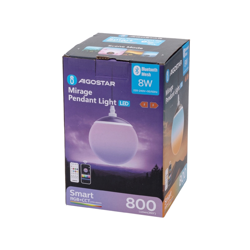 Aigostar - LED RGBW Himmennettävä kattokruunu johdossa MESH LED/8W/230V 2700-6500K valkoinen + kauko-ohjaus