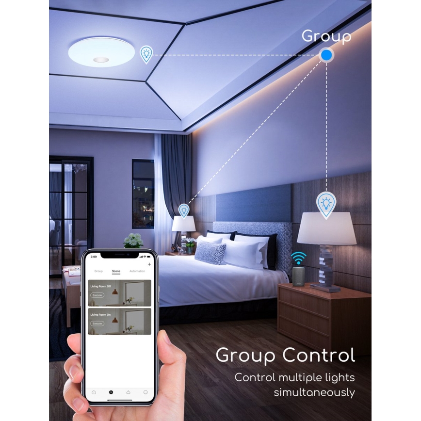 Aigostar - LED RGBW Himmennettävä kattovalo 18W/230V halkaisija 34 cm Wi-Fi