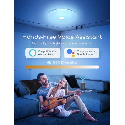 Aigostar - LED RGBW Himmennettävä kattovalo 18W/230V halkaisija 34 cm Wi-Fi