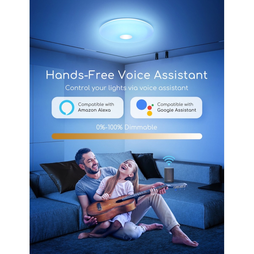 Aigostar - LED RGBW Himmennettävä kattovalo 18W/230V halkaisija 34 cm Wi-Fi