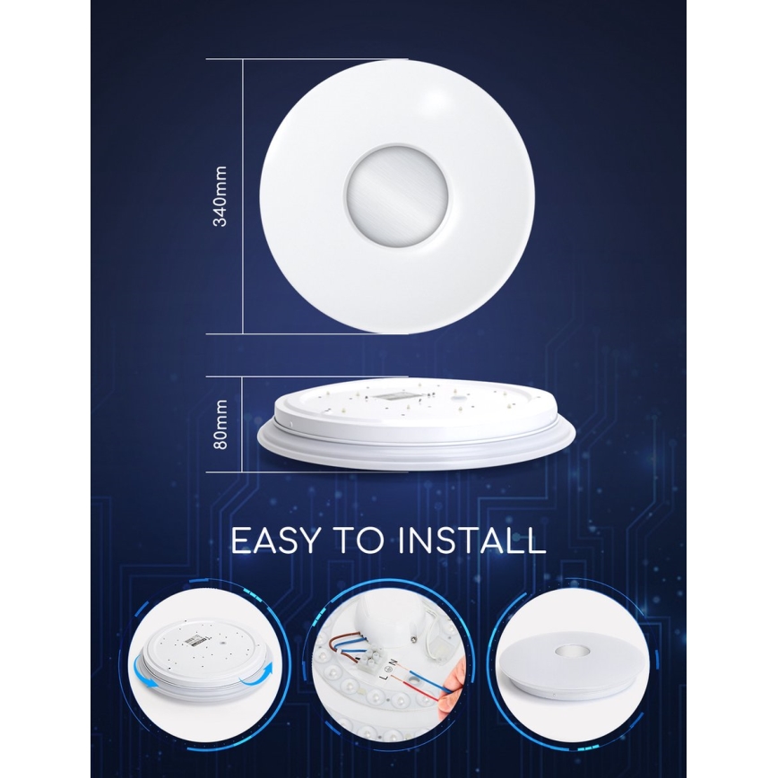 Aigostar - LED RGBW Himmennettävä kattovalo 18W/230V halkaisija 34 cm Wi-Fi