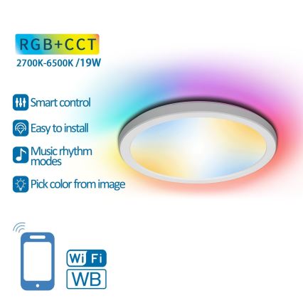 Aigostar - LED RGBW Himmennettävä kattovalo LED/19W/230V 2700-6500K Wi-Fi