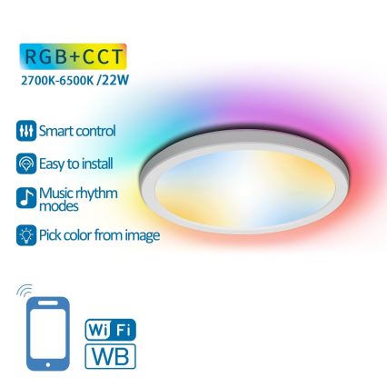 Aigostar - LED RGBW Himmennettävä kattovalo LED/22W/230V 2700-6500K Wi-Fi