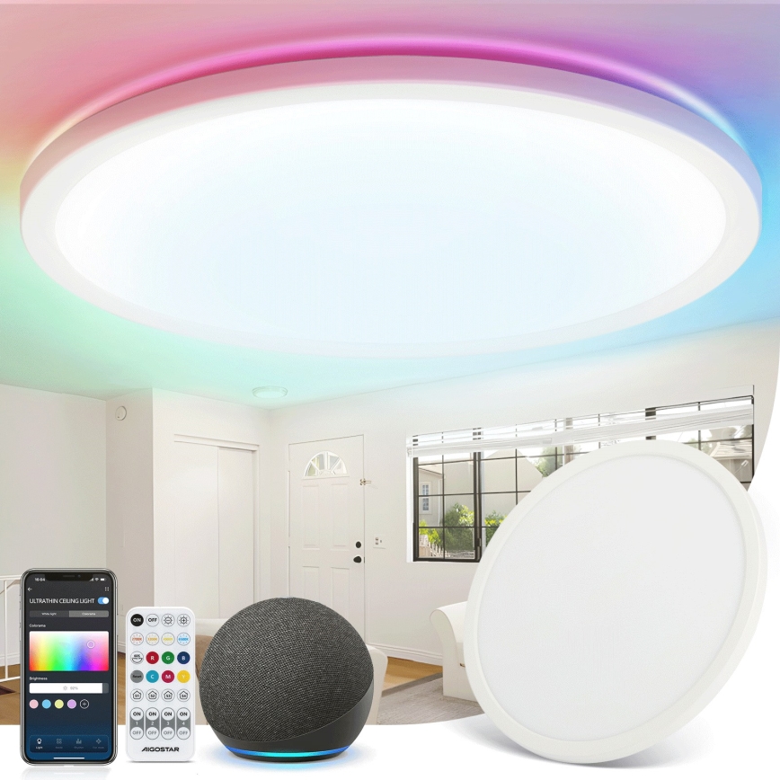Aigostar - LED RGBW Himmennettävä kattovalo MESH LED/24W/230V 3000-6500K valkoinen + kauko-ohjaus