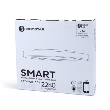 Aigostar - LED RGBW Himmennettävä kattovalo MESH LED/24W/230V 3000-6500K valkoinen + kauko-ohjaus