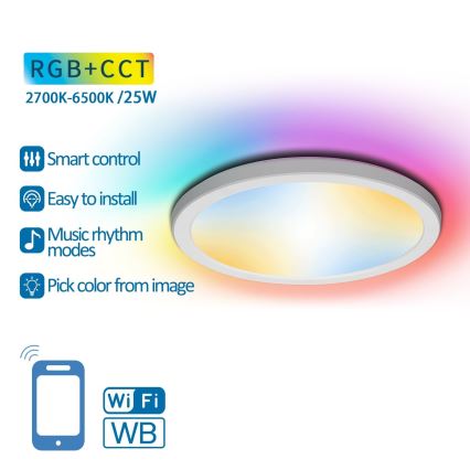 Aigostar - LED RGBW Himmennettävä kattovalo LED/25W/230V 2700-6500K Wi-Fi
