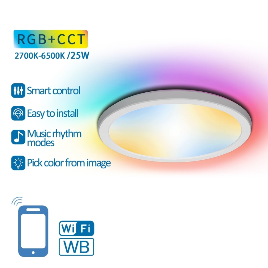 Aigostar - LED RGBW Himmennettävä kattovalo LED/25W/230V 2700-6500K Wi-Fi