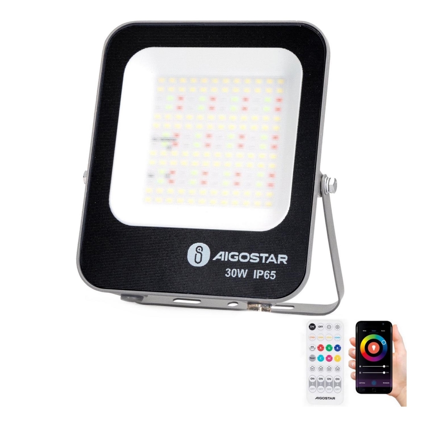 Aigostar - LED RGBW Himmennettävä kohdevalo MESH Älykäs LED/30W/230V 6500K IP65 + kauko-ohjaus