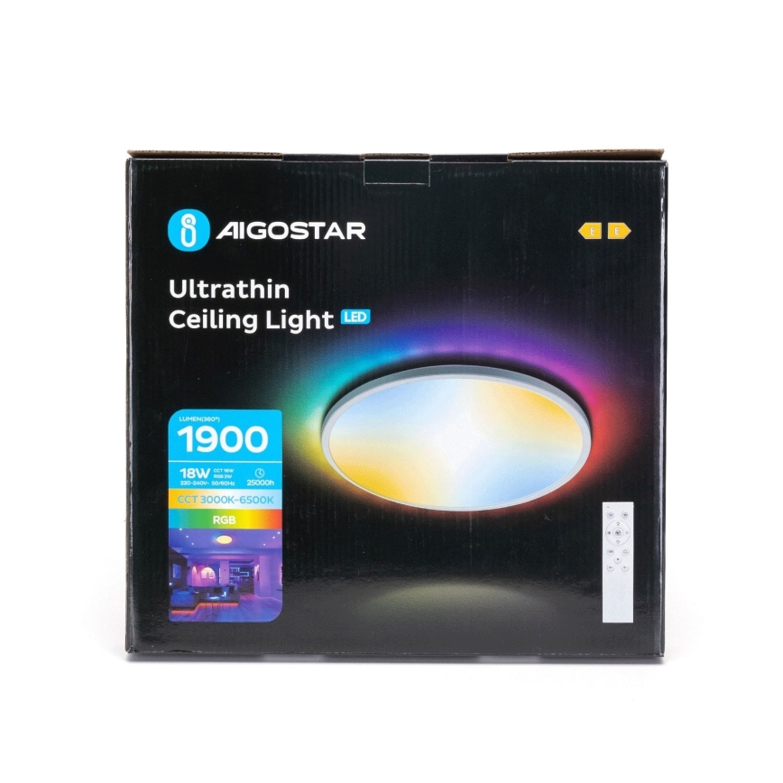 Aigostar - LED RGBW Himmennettävä kylpyhuoneen kattovalaisin LED/18W/230V 3000-6500K halkaisija 30 cm IP44 + kauko-ohjaus