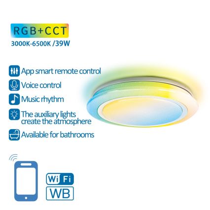 Aigostar - LED RGBW Himmennettävä kylpyhuonevalo LED/39W/230V 50 cm Wi-Fi IP44