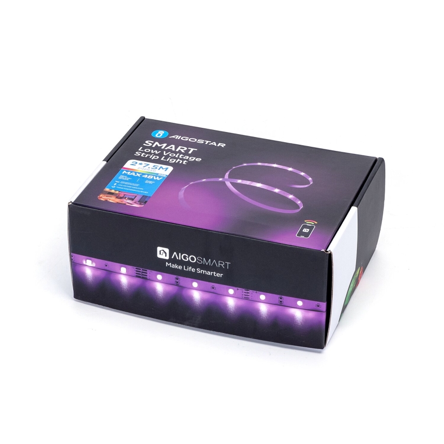 Aigostar - LED RGBW Himmennettävä nauha LED/48W/12V 2x7,5 m Wi-Fi