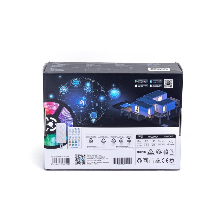 Aigostar - LED RGBW Himmennettävä nauha LED/48W/12V 2x7,5 m Wi-Fi