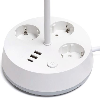 Aigostar - LED RGBW Himmennettävä pöytälampu, jossa pistorasiat ja USB LED/4,6W/230V 3000/4000/6500K valkoinen