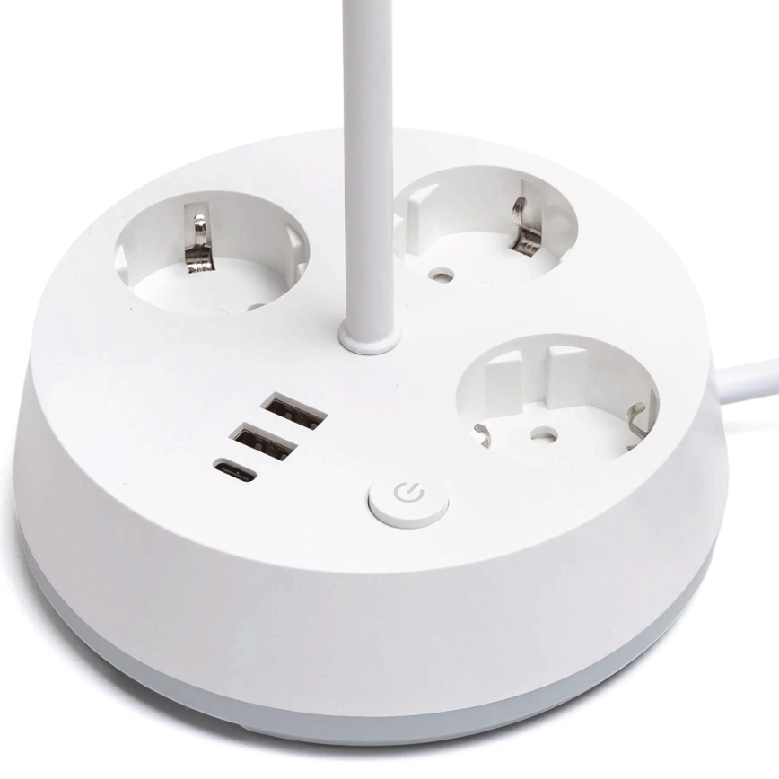 Aigostar - LED RGBW Himmennettävä pöytälampu, jossa pistorasiat ja USB LED/4,6W/230V 3000/4000/6500K valkoinen