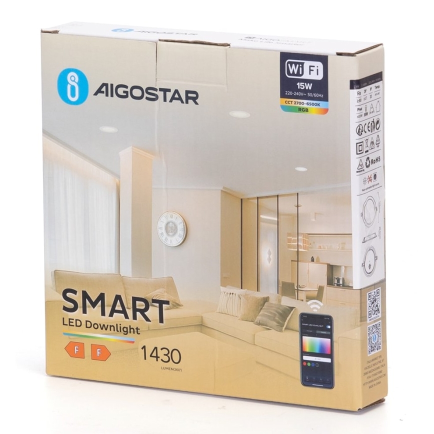 Aigostar - LED RGBW Himmennettävä riippuva kattovalaisin LED/15W/230V 2700-6500K halkaisija 17,5 cm Wi-Fi