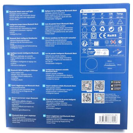 Aigostar - LED RGBW Himmennettävä seinävalaisin MESH Älykäs LED/12W/230V 2700-6500K musta + kauko-ohjaus