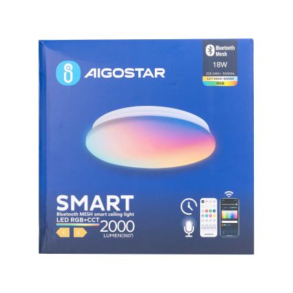 Aigostar - LED RGBW himmennettävä kylpyhuoneen kattovalaisin MESH Smart LED/18W/230V 3000-6500K IP44 + kaukosäädin