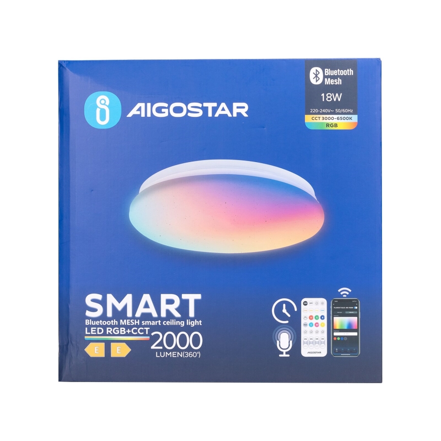 Aigostar - LED RGBW Himmennettävä kylpyhuoneen kattovalaisin MESH Älykäs LED/18W/230V 3000-6500K IP44 + kauko-ohjaus