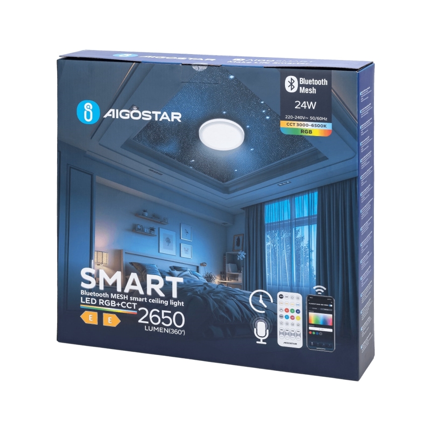 Aigostar - LED RGBW Himmennettävä kylpyhuoneen kattovalaisin MESH Älykäs LED/24W/230V 3000-6500K IP44 + kauko-ohjaus