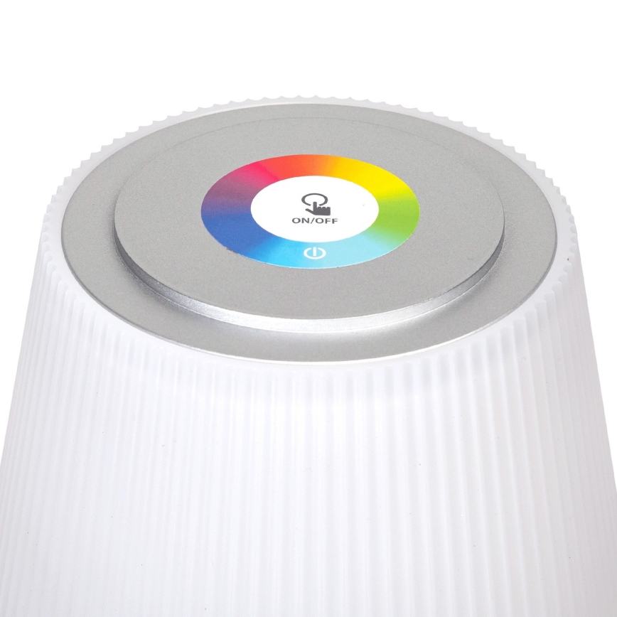 Aigostar - LED RGBW Himmennettävä ladattava ulkopöytävalaisin LED/4W/5V 3600mAh valkoinen/mattakromi IP54