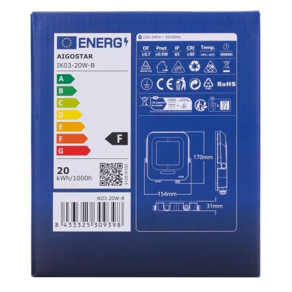 Aigostar - LED RGBW Himmennettävä kohdevalo MESH Älykäs LED/20W/230V 6500K IP65 + kauko-ohjaus