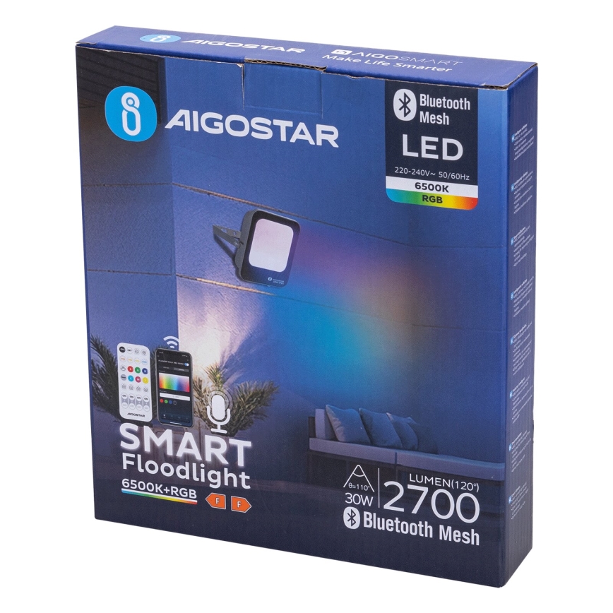 Aigostar - LED RGBW Himmennettävä kohdevalo MESH Älykäs LED/30W/230V 6500K IP65 + kauko-ohjaus