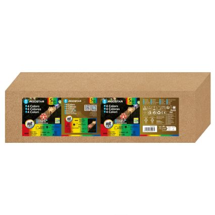 Aigostar - LED RGBY aurinkokäyttöinen joulukoristevalo 5xLED/1,2V/8 toimintoa 1m IP65 800mAh lumihiutaleet