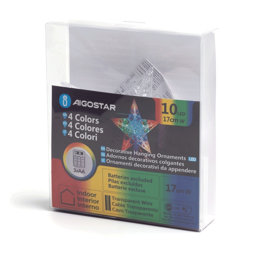 Aigostar - LED RGBY joulutähti 10xLED/3xAA