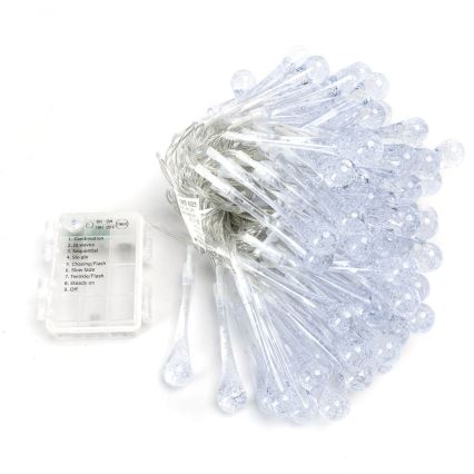 Aigostar - LED-ulkovalosarja 100xLED/8 toimintoa 3xAA 10m IP44 moniväriset pisarat