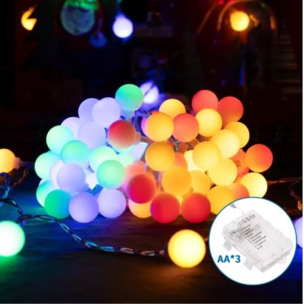 Aigostar - LED RGBY Ulkotila Jouluketju 50xLED/3xAA/8 toiminnot 5,3 m IP44