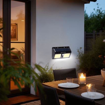 Aigostar - LED-seinäaurinkovalaisin anturilla LED/20W/5,5V 2400 mAh 6500K IP65