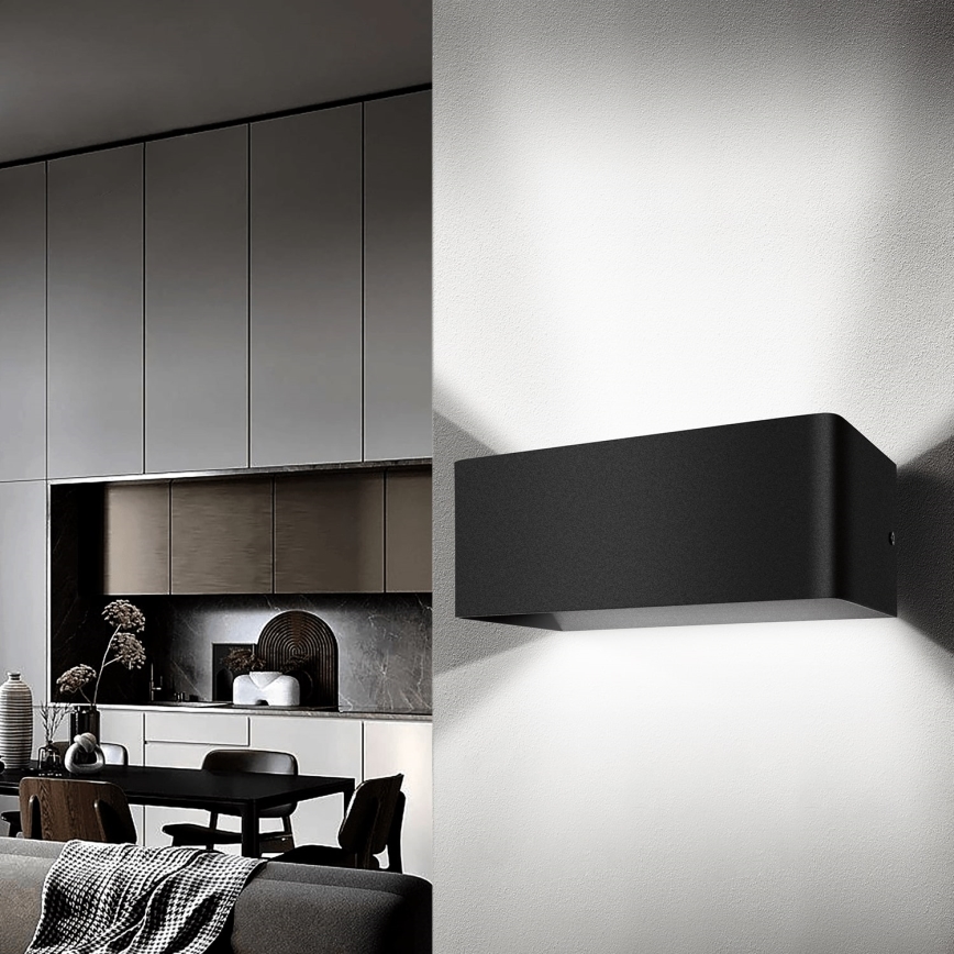 Aigostar - LED-seinävalaisin LED/12,5W/230V 20x10 cm musta