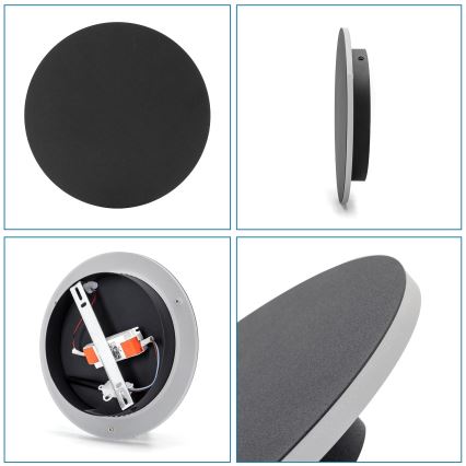 Aigostar - LED-seinävalaisin LED/12W/230V 6500K 25 cm musta