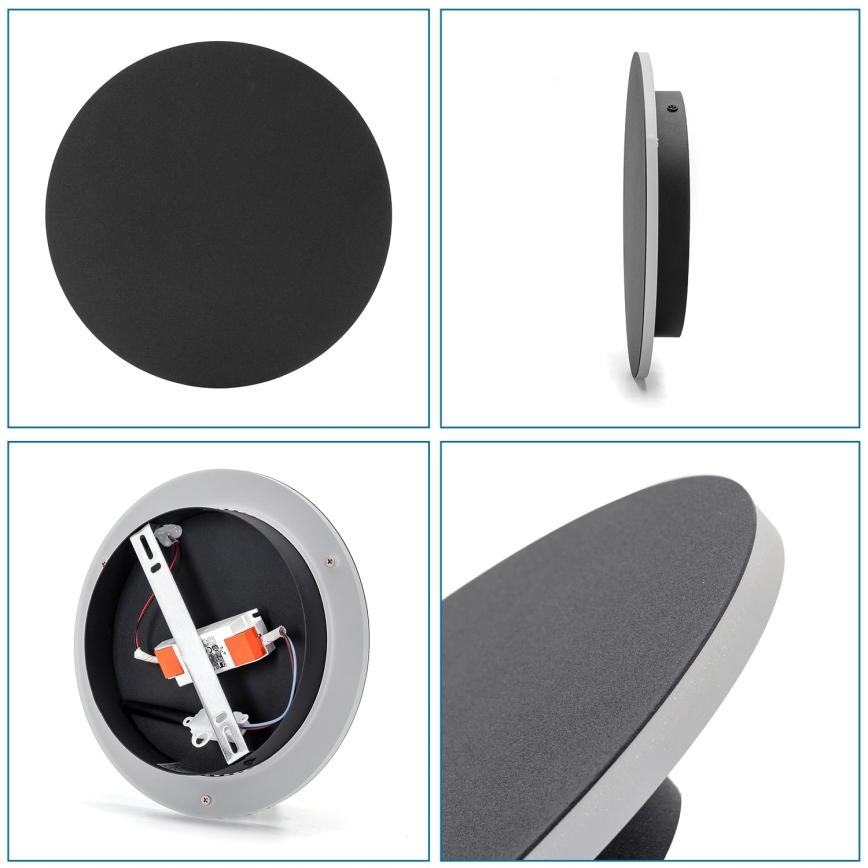 Aigostar - LED-seinävalaisin LED/12W/230V 6500K 25 cm musta