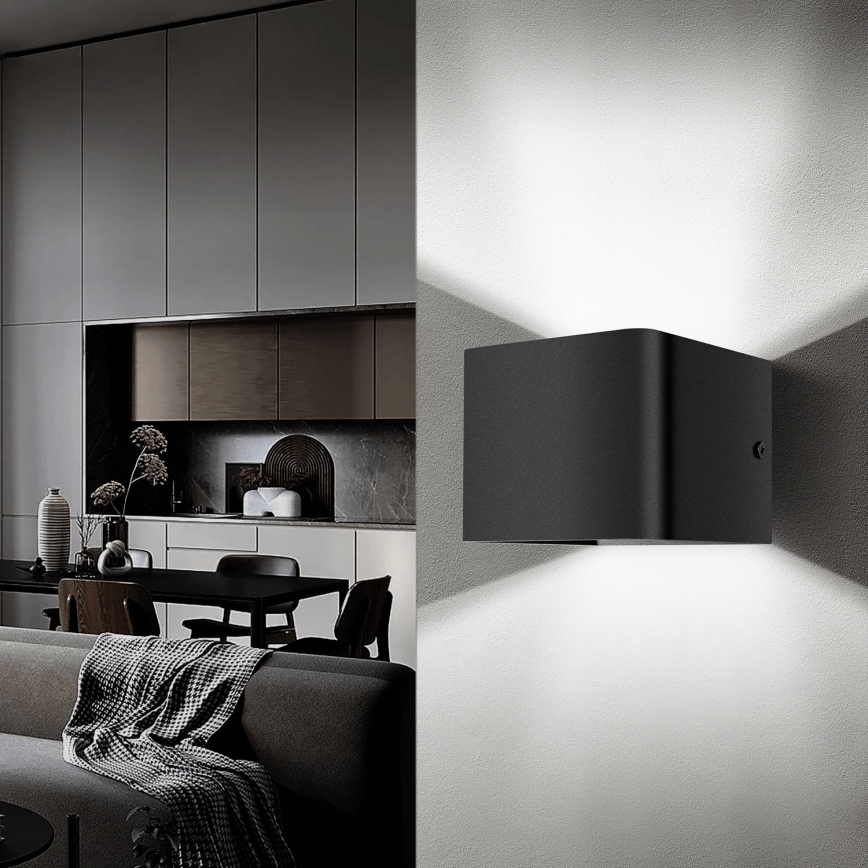 Aigostar - LED-seinävalaisin LED/5,5W/230V 10x10 cm musta